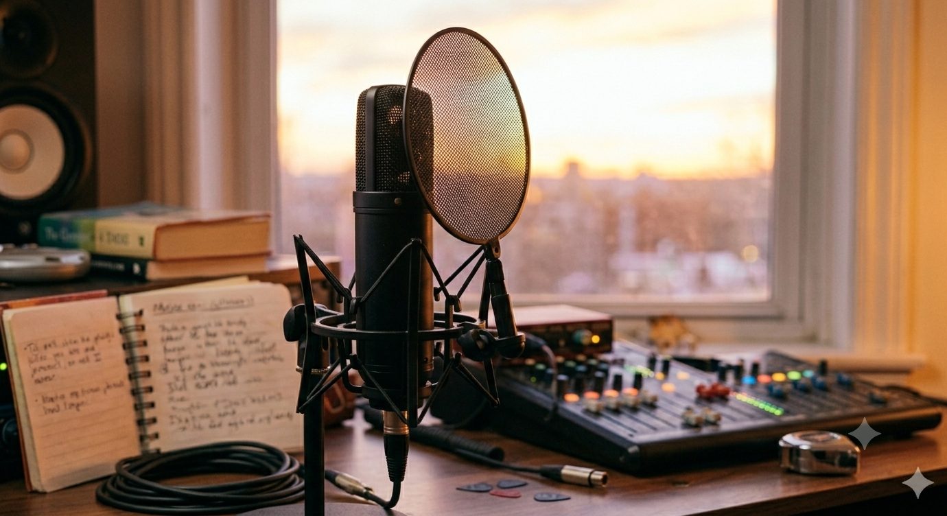 The microphone on the desk